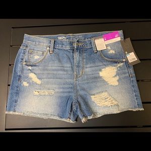 Boyfriend Midi Distressed Jean Shorts
